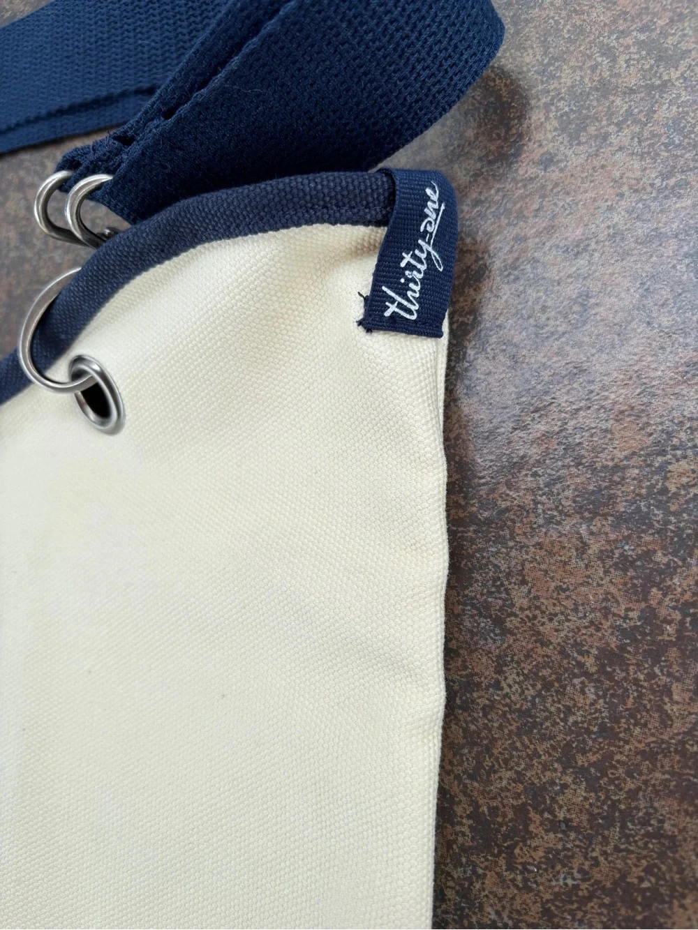 Thirty-One Canvas Crew Two-Tone Navy and Cream Shoulder Bag